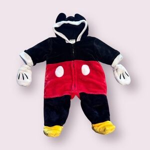 Disney Baby Mickey Mouse Snuggle Suit Heavy Weight Fleece Footies With Gloves